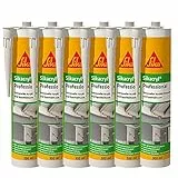 Sika Acryldichtstoff Sikacryl Professional, Paste, Weiß, Wasserfest, Ideal für Dicht- und Anschlussfugen, Innenbereich, Geringer Schrumpf, 6 x 300 ml