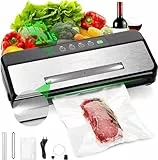 Vakuumiergerät INK-VS03-7-in-1, Vakuumierer 85 Kpa, Versiegelungs-Countdown und Sichtfenster, Eingebauter Cutter, Doppelte Schweißnaht, Ideal für Küche und Restaurant Lebensmittelkonservierung