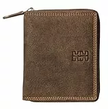 Elbleder Reißverschluss Geldbörse Leder Vintage Braun RFID-Schutz mit Münzfach - Echtleder Portemonnaie für Herren & Damen - Business Geldbeutel mit 8 Kartenfächer - Polo 109 VBR