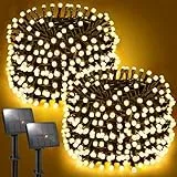 FFZZKJ Solar Lichterkette Aussen Insgesamt 240LED 24M Solar Lichterkette Outdoor Wetterfest 8 Modi IP44 Wasserdicht 12M*2 120LED*2 für Garten Terrasse Baum Hof Party, Warmweiß