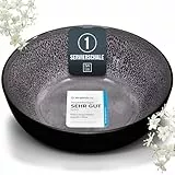 Steingut Servierschüssel Ibiza TESTSIEGER, Traumhafte Mediterrane Salatschüssel, Servierschale - Bowl Schüssel Groß, Salatschale - Pure Living in Grau