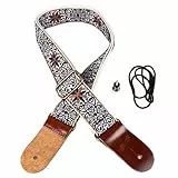 Yosoo Health Gear Gestickter Ukulele-Gurt, Verstellbarer Schultergurt Im Ethno-Stil, Bequeme Passform, Nylon-Leder-Ukulelen-Tragegurt für Musikliebhaber (Stil 1)