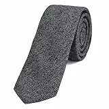 DonDon Herren Krawatte 6 cm Baumwolle schwarz-grau Fischgrätenmuster