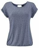 TrendiMax Damen T-Shirt Kurzarm Sommer Shirt mit Allover-Minimal Print Causal Oberteil Bluse Tops, Dunkelblau, M