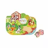 Janod J07096 „Happy Farm“ Holzpuzzle, 6 Teile, Kleinkinderspielzeug, für Kinder ab 18 Monaten
