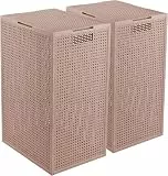 Curver Kaya Wäschekorb mit Deckel – 2er-Set – je 60 Liter – 38×29×58,5 cm – Warm Taupe – aus 70% recyceltem Kunststoff – mit Belüftung