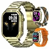 Homailida Smartwatch Herren mit Telefonfunktion, 1.95'' HD Display, Fitnessuhr Herren, 100+ Sportmodi, HF, SPO₂, Zählen Sie Schritte, Distanz, Mit Herzfrequenzfunktion, Gilt für Android/iOS, Gold