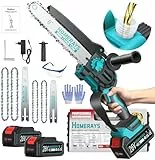 Mini Kettensäge mit Akku 8000mAh, 8-Zoll & 6-Zoll Mini Kettensäge Elektro mit Automatischer Öler und 2 * 4000mAh Bürstenlose Handkettensäge Akku für Gartenscheren Astschere Holzschneidenz