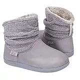 LongBay Damen Hausschuhe Warme Chenille Strick Booties Weiches Suedette Fluffy Kunstfell Memory Foam
