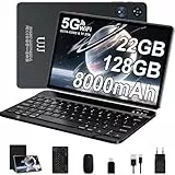Android Tablet 10 Zoll Gemini AI, Touchscreen 22 GB RAM + 128 GB ROM (TF 2T), 8000 mAh 5G + 2,4 G WiFi 6, Octa-Core, 2.0 GHz, Widevine L1, GMS, Bluetooth 5.0, extralange Akkulaufzeit, 5 MP + 8 MP