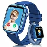 SWGOTA Smartwatch Kinder mit GPS und Telefon, Kinder Smartwatch mit GPS Schulmodus, Kids Smart Watch mit Voice Chat SMS, lP68 Wasserdicht Schrittzähler Wecker SOS (Blau)