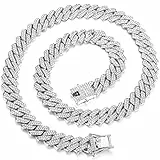 Krfy Iced Out Kette Gold Silber für Herren Kubanische Gliederkette Iced Out Chain für Männer Versilberte Halsketten Herren Kette Diamond Chain Bling Bling Hip Hop Schmuck