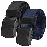 Chalier 2er Unisex Gürtel Nylon Canvas Belt für Damen und Herren, Stufenlos Verstellbarer Stoffgürtel, Länge 130 cm, Breite ca. 3,8 cm, mit Kunststoff Schnalle MEHRWEG