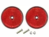 2er Set Reflektor Rund Rot 70mm ø Rückstrahler Katzenauge Pkw Anhänger E-Prüfzeichen mit Schrauben