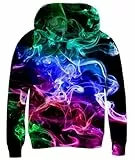 Fanient Pullover Jungen Bunt Drucken Pullover Mädchen Fleece Hoodies mit Taschen Kapuzenpullover Jungen 8-11 Jahre,XL