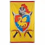 Boland 44008 - Fahne Ritter und Drachen, Größe 150 x 90 cm, Hängedeko mit Drache und Wappen, Banner, Dekoration für Mottoparty, Geburtstag oder Karneval