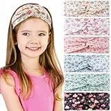 6 Stück Stirnband Mädchen Kinder, Cartoon-Kreuzknoten Design mit Niedlichem Druck, Atmungsaktives Haarband für Schule, Sommer & Freizeit, 6 Stile, Kinderfreundliches Kopfband (Weich & Rutschfest)