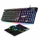 Empire Gaming - Pack 3 en 1 MK800 - Clavier Gaming AZERTY (Layout Français) RGB 105 Touches 19 Touches Anti-Ghosting - Souris Gamer RGB 2400 DPI - Tapis de Souris - PC PS4 PS5 Xbox One/Series Mac