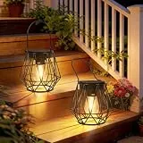 Kimjo Solarlaterne für Außen, Solarlampen für Außen Garten Hängend/Stehend, IP65 Wasserdicht Solarleuchten für Aussen, Moderne Außenleuchte Solar Laternen mit Sechseckiges Gitter für Terrasse Balkon