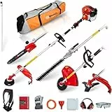 BU-KO 52cc Motorsense Gartengerät mit großer Reichweite: Benzin-Strimmer und Freischneider ausziehbare Benzin-Heckenschere Benzin-Kettensäge 75cm Verlängerungsstangen, Werkzeugtasche