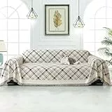 jianyana Sofa überzug Sofaüberwurf Weich Strapazierfähig Wendbar Chenille Universal Couch überzug Modernes Karomuster lschutz für 2 3 4 Sitzer Sofa Zweisitzer L-förmige Ecke Futon Sofas(180x300cm)