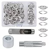 HO2NLE Grommet Werkzeug Kit 20mm Tülle 50 Sets Ösen Scheiben Ösenzange Set Planenösen Rostfrei Silber Schlagösen mit Box für Planen Leder Stoff Vorhang Poolabdeckung Kleidung