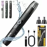 Nasenhaartrimmer Herren, USB Wiederaufladbar Nasenhaarschneider Ohrhaarschneider 2 in 1 Set, Professioneller Schmerzloser Nasentrimmer Gesichtshaartrimmer für Männer Frauen, 2 Ersatzköpfe (Schwarz)