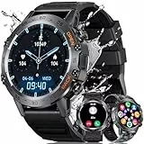 MEGALITH Smartwatch Herren Fitness Uhren: Wasserdicht IP67 106+ Sport Outdoor Fitnessuhr - Tracker Schrittzähler Schwarz Smart Watch Männer Android iOS