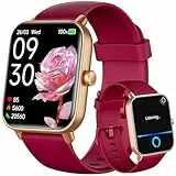 Gydom Smartwatch für Damen, 1,8 Zoll, Smartwatch für Damen, mit Anruf, Bluetooth, Rot
