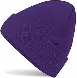 HatStar Wintermütze | Damen Beanie Mütze | Herren Feinstrick Beanie | für Frauen Männer Unisex | Cuffed Hats Weich & Warm (Purple)