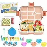 Bugucat Lunchbox Kinder mit Fächern 1000ML, 23PCS Bentobox Lunchbox kinder mit 6 Fächern, Frühstücksbox Erwachsene Nachhaltig Brotdose, Vesperbox Brotbüchse zum Schule Arbeit Picknick Mikrowellenfest