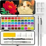 Artistro 50 Aquarellfarben Set – Leuchtende Farben in tragbarer Box, Set mit Mischpalette – Perfektes Reise-Aquarellfarben Set für Künstler, Hobbykünstler und Maler – Tolles Geschenk