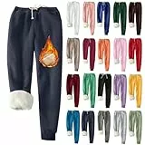 EMATOP Angebote Tages blitzangebote Jogginghose Damen Warme Fleece Sporthosen Winter Thermo Gefütterte Sweatpants Lang Baumwolle Freizeithose Elastische Taille Laufhose mit Taschen Yogahose