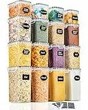 GoMaihe Vorratsdosen 16 Set, Aufbewahrungsbox Küche Organizer, Vorratsdosen mit Deckel Luftdicht aus Kunststoff, Vorratsbehälter für Müsli Mehl Cornflakes alle trockenen Lebensmittel