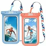 JOTO 2 Stück wasserdichte Handyhülle IPX8 Unterwasser Wasserfest Handytasche für iPhone 17 16 15 14 13 12 11 Pro Max Plus Air Galaxy S24 S23 A15 Xiaomi bis 7 Zoll Phone Case –Blau/Orange