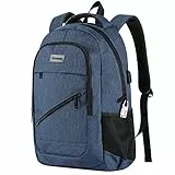 Mecrowd Laptop-Rucksack, Anti-Diebstahl-Rucksack mit USB-Ladeanschluss, 39,6 cm (15,6 Zoll), großer Rucksack für Reisen, Schule, Blau, Einheitsgröße, Laptop-Rucksack