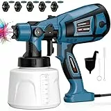 Lutranstra Farbsprühsystem, 800W Elektrisches Lackierpistole mit 1400ML Behälter, Zaun Farbspritzgerät mit 5 Düsen und 3 Muster Farbsprühgerät, HVLP Elektrische Spritzpistole für Gartenzaun, Wände