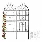 Relaxdays Rankgitter Metall, 2er Set, zum Stecken, Rankhilfe für Kletterpflanzen, 150 x 50 cm, Spalier Garten, schwarz