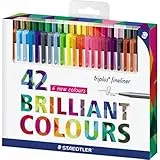 STAEDTLER triplus 334 C42 Fineliner, dreikant, Set mit 42 brillanten Farben, Promotion 32 + 10 gratis, hohe Qualität Made in Germany, superfeine, metallgefasste Spitze, Linienbreite ca. 0.3 mm