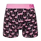 Dedoles Boxershorts Herren Unterwäsche Trunks Baumwolle lustige Designs Dinosaurier Hamster Spiele Maulwurf Geschenk, Farbe: Schwarz, Motiv: Flamingos und Herzen (Boxershorts), Gr. L