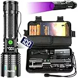 Relybo Taschenlampe Led Aufladbar, Led Taschenlampe Extrem Hell 500000 lumen, Taktische Taschenlampe - 1525M Weitschuss USB Mit Holster, Flashlight 5 Modi für Outdoor Notfälle Camping