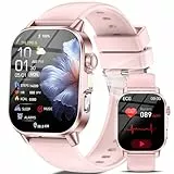 Smartwatch Damen mit EKG/Schlafmonitor/BMI/HRV/LED-Licht,2,0'Gesundheitsuhr mit 24H Blutdruckmessung Pulsuhr Harnsäure Körpertemperatur SpO2, Menstruationszyklus SOS-Notruf Fitnessuhr für iOS/Android