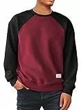 Meilicloth Herren Sweatshirt Raglan Basic College Rundhals Hoodie Pullover Soft Langarm Sweatshirts Loose Fit Burgundy XL