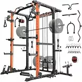 FEIERDUN FLA01 Power Cage Multifunktionsständer mit Kabelübergangssystem 907kg Kapazität mit LAT Pulldown 10-in-1 Home Gym