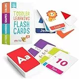merka Kleinkind-Lernkarten, Alphabet-Lernkarten für Kleinkinder, Set mit 58 Buchstaben, Farben, Formen und Zahlen, Lernspielzeug, pädagogische Vorschul-Kleinkind-Lernkarten