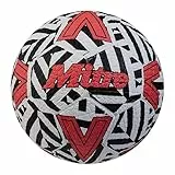 Mitre Street-Soccer-Fußball | Äußerst strapazierfähig | Perfekt für Hartplätze Fußball, Weiß/Schwarz/Bib-Rot, 5