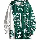 Covisoty Hoodie Herren Kapuzenpullover Langarm Basic Sweatshirts Patchwork Kontrastfarbe Sweatshirt Druck Pullover Grün S