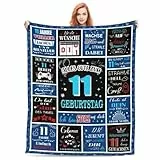 FestiKiva Geschenk zum 11. Geburtstag für Junge, Decke 150 x 130 cm Cool Wolldecke als Geburtstagsgeschenk für 11-Jährige, Dekoration für den 11. Geburtstag (11. Geburtstag-Blau)