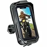 BTNEEU Handyhalterung Motorrad Wasserdicht Universal Anti-Shake Telefonhalterung mit Touchscreen Sonnenblende 360° Drehbar Halterung Motorrad Metall für Smartphone bis zu 7,0' (Schwarz A)