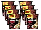 MAGGI Magic Asia Noodle Cup Chili, leckeres Fertiggericht in Brühe mit scharfer Chili-Gewürzmischung im praktischen Becher, 8er Pack (8 x 63g)
